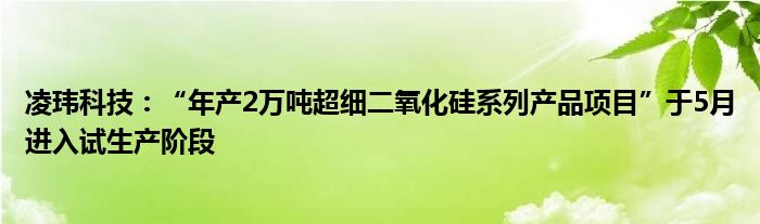 凌玮科技：“年产2万吨超细二氧化硅系列产品项目”于5月进入试生产阶段