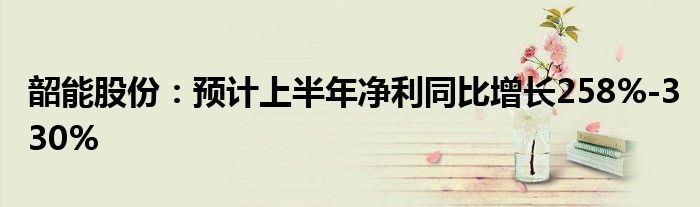 韶能股份：预计上半年净利同比增长258%-330%