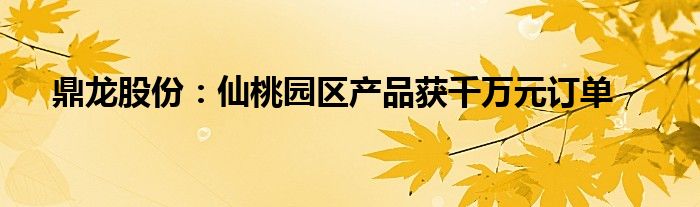 鼎龙股份：仙桃园区产品获千万元订单