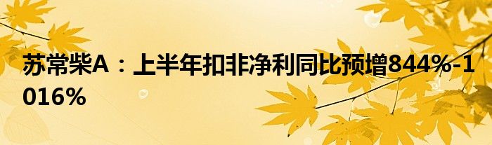 苏常柴A：上半年扣非净利同比预增844%-1016%