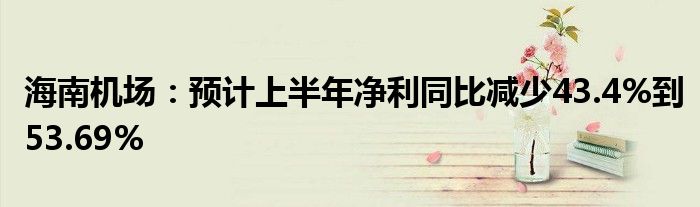 海南机场：预计上半年净利同比减少43.4%到53.69%