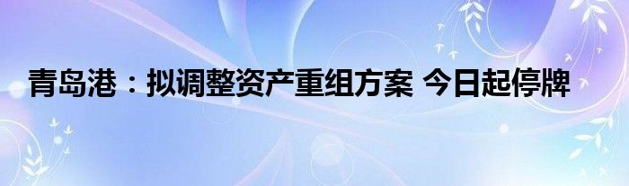 青岛港：拟调整资产重组方案 今日起停牌