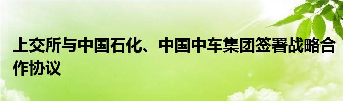 上交所与中国石化、中国中车集团签署战略合作协议