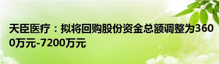 天臣医疗：拟将回购股份资金总额调整为3600万元-7200万元