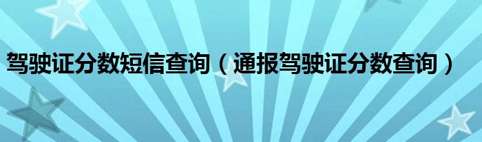 驾驶证分数短信查询（通报驾驶证分数查询）