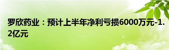 罗欣药业：预计上半年净利亏损6000万元-1.2亿元