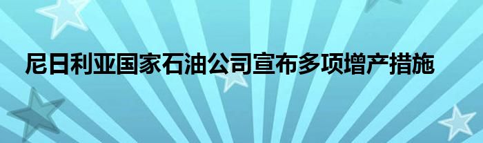 尼日利亚国家石油公司宣布多项增产措施