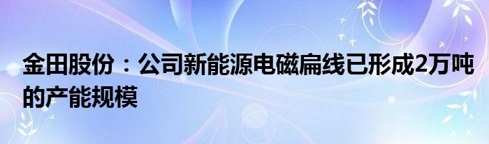 金田股份：公司新能源电磁扁线已形成2万吨的产能规模