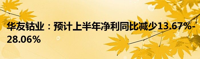 华友钴业：预计上半年净利同比减少13.67%-28.06%