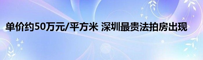 单价约50万元/平方米 深圳最贵法拍房出现