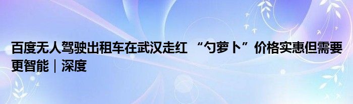 百度无人驾驶出租车在武汉走红 “勺萝卜”价格实惠但需要更智能｜深度