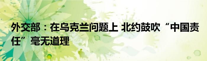 外交部：在乌克兰问题上 北约鼓吹“中国责任”毫无道理