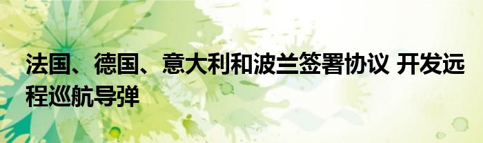 法国、德国、意大利和波兰签署协议 开发远程巡航导弹