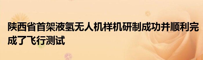 陕西省首架液氢无人机样机研制成功并顺利完成了飞行测试