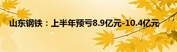 山东钢铁：上半年预亏8.9亿元-10.4亿元