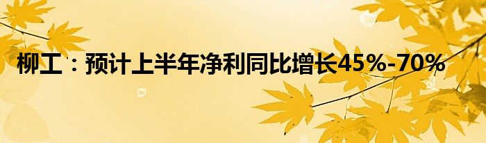 柳工：预计上半年净利同比增长45%-70%