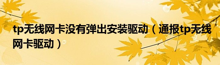 tp无线网卡没有弹出安装驱动（通报tp无线网卡驱动）