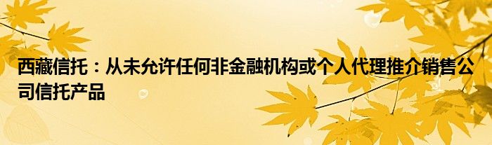 西藏信托：从未允许任何非
机构或个人代理推介销售公司信托产品