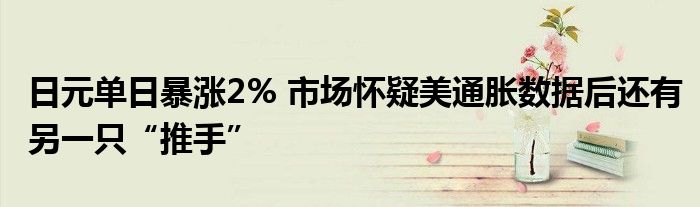 日元单日暴涨2% 市场怀疑美通胀数据后还有另一只“推手”