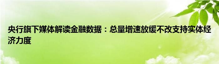 央行旗下媒体解读
数据：总量增速放缓不改支持实体经济力度