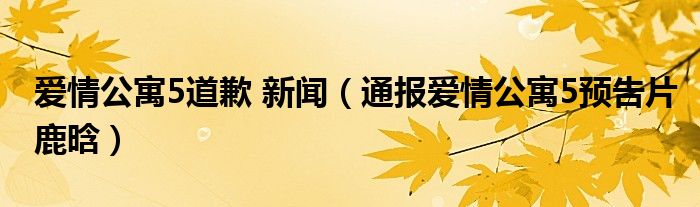 爱情公寓5道歉 新闻（通报爱情公寓5预告片鹿晗）