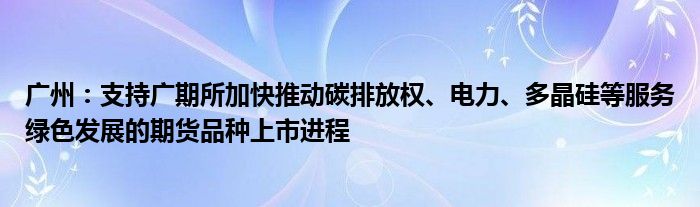 广州：支持广期所加快推动碳排放权、电力、多晶硅等服务绿色发展的期货品种上市进程