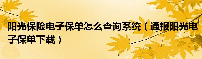 阳光保险电子保单怎么查询系统（通报阳光电子保单下载）