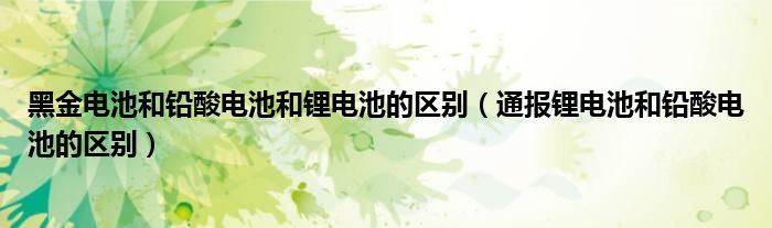 黑金电池和铅酸电池和锂电池的区别（通报锂电池和铅酸电池的区别）