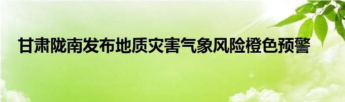 甘肃陇南发布地质灾害气象风险橙色预警