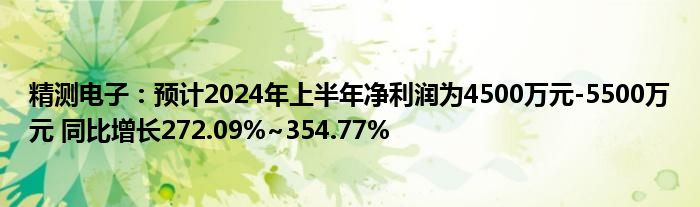 精测电子：预计2024年上半年净利润为4500万元-5500万元 同比增长272.09%~354.77%