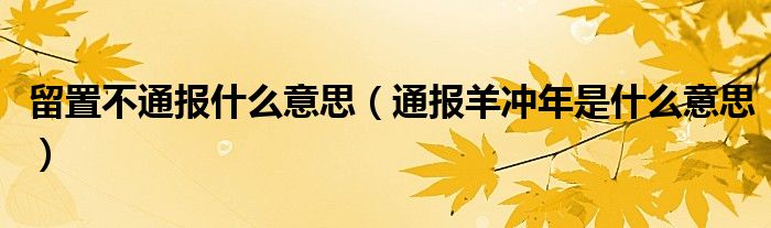 留置不通报什么意思（通报羊冲年是什么意思）