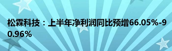 松霖科技：上半年净利润同比预增66.05%-90.96%