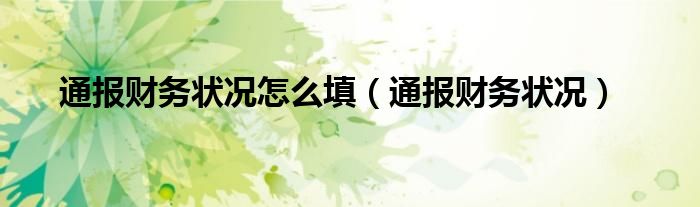 通报财务状况怎么填（通报财务状况）