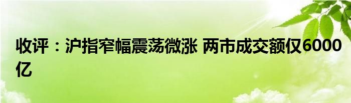 收评：沪指窄幅震荡微涨 两市成交额仅6000亿