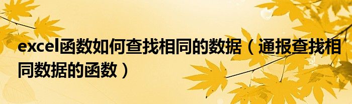 excel函数如何查找相同的数据（通报查找相同数据的函数）