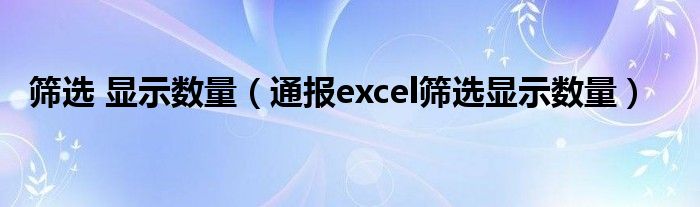 筛选 显示数量（通报excel筛选显示数量）