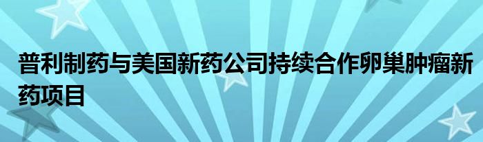 普利制药与美国新药公司持续合作卵巢肿瘤新药项目