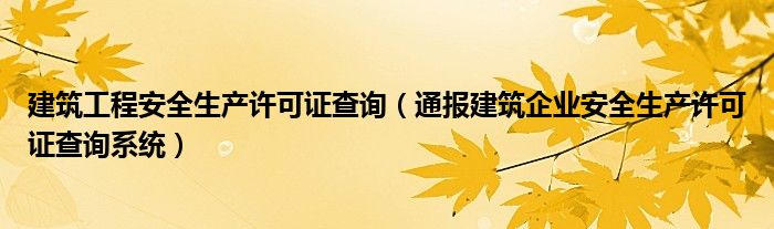 建筑工程安全生产许可证查询（通报建筑企业安全生产许可证查询系统）