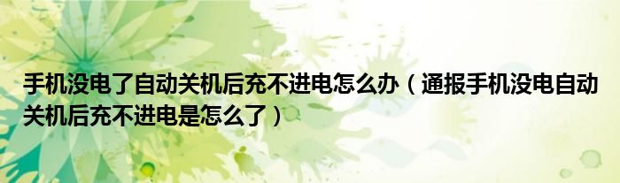 手机没电了自动关机后充不进电怎么办（通报手机没电自动关机后充不进电是怎么了）