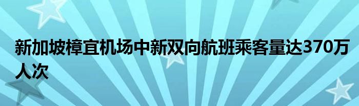 新加坡樟宜机场中新双向航班乘客量达370万人次