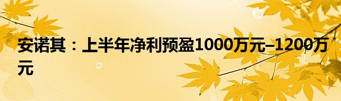 安诺其：上半年净利预盈1000万元–1200万元