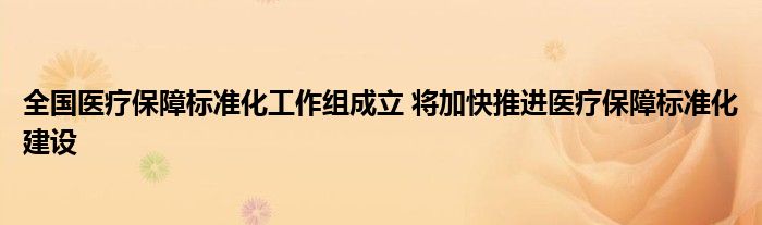 全国医疗保障标准化工作组成立 将加快推进医疗保障标准化建设