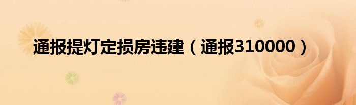 通报提灯定损房违建（通报310000）