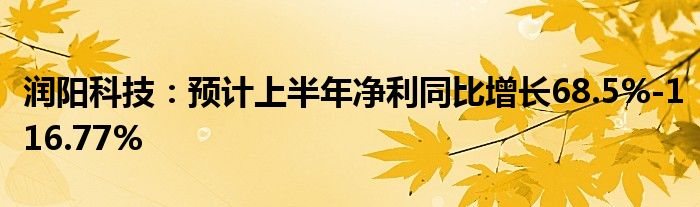 润阳科技：预计上半年净利同比增长68.5%-116.77%