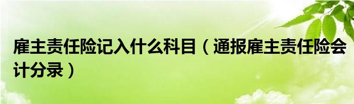 雇主责任险记入什么科目（通报雇主责任险会计分录）