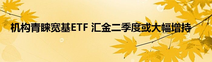 机构青睐宽基ETF 汇金二季度或大幅增持