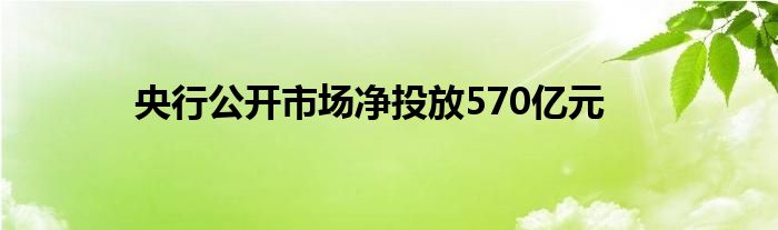 央行公开市场净投放570亿元