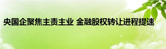 央国企聚焦主责主业 
股权转让进程提速