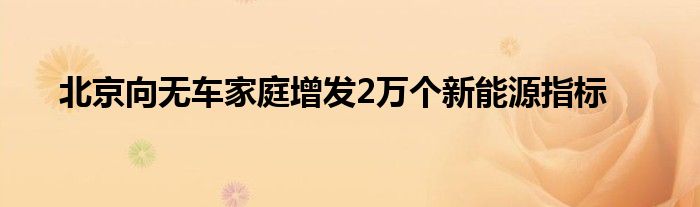 北京向无车家庭增发2万个新能源指标