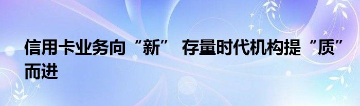 信用卡业务向“新” 存量时代机构提“质”而进